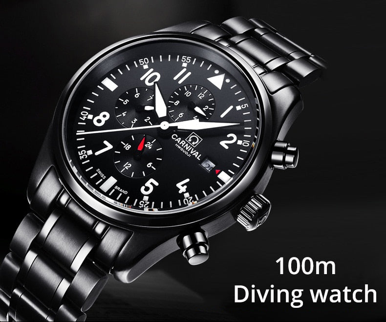 100m waterproof Dive watches men Luxury brand CARNIVAL Automatic